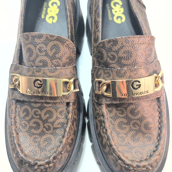 Guess GBG Los Angeles Collie Chumky Heel T Bar Loafers Faux Leather Women's 7.5 - Picture 10 of 10